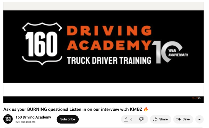 160 Driving Academy’s Director of Schools, Madeline Crider, featured on KMBZ Kansas City!
