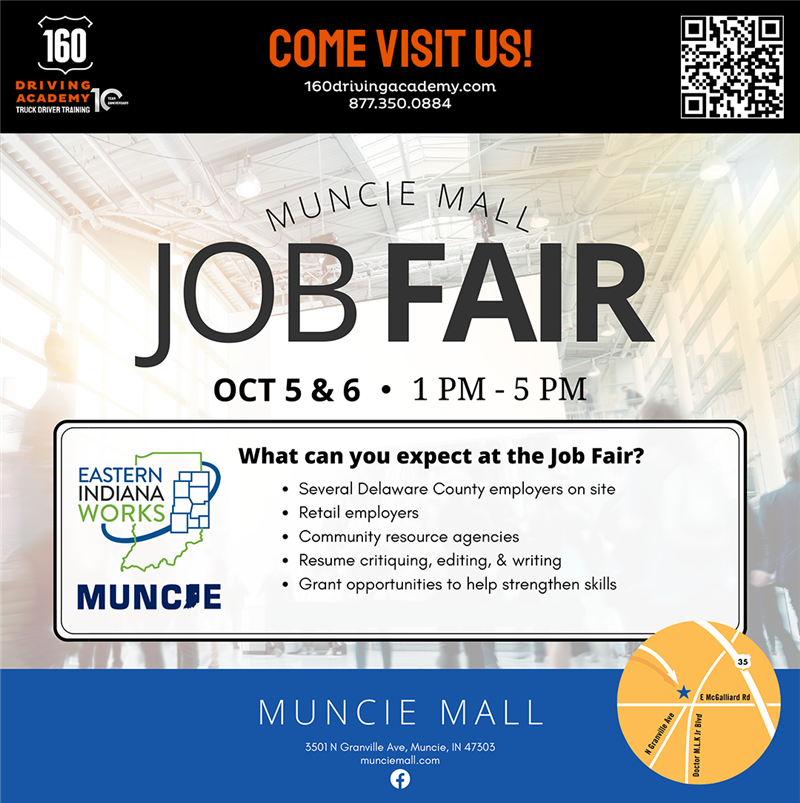 ​160 Driving Academy is hosting a Job Fair at Muncie Mall