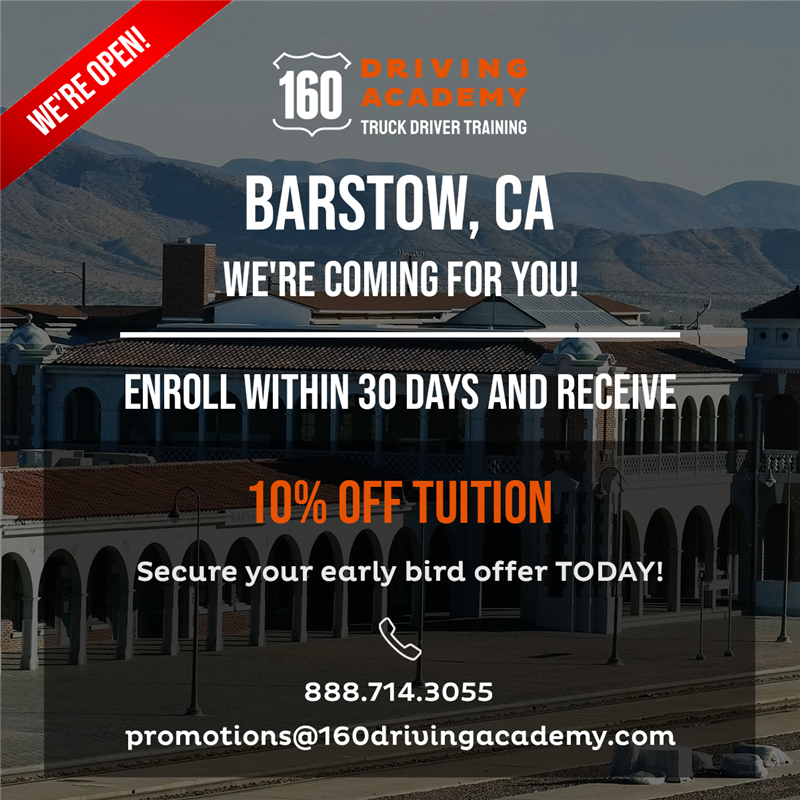 160 Driving Academy’s Barstow location is now open!