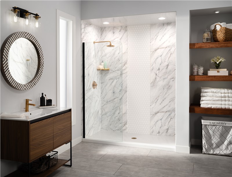 The Galena Shower System with Hexagon Deco Accent Trim