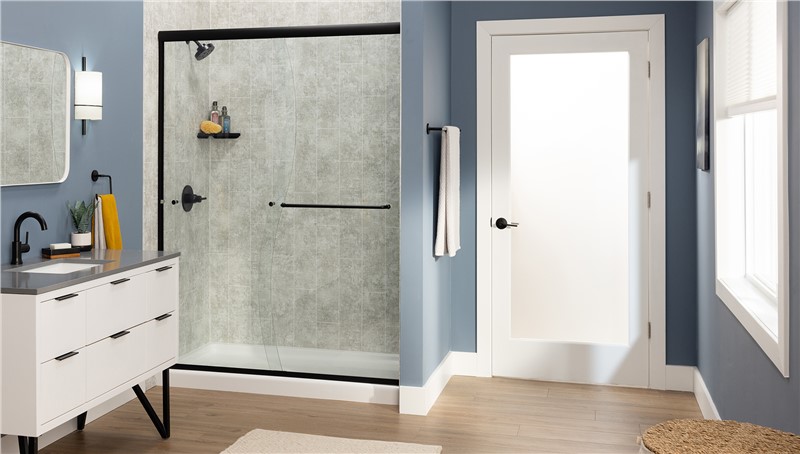 Metapeake Shower Walls with S-Cut Glass Doors