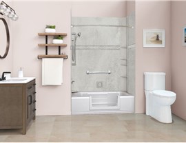 Walk-Thru Insert Tub - Classic Concrete Walls with Listello - Polished Chrome Hardware